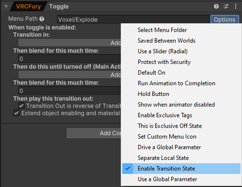 Enable transition state