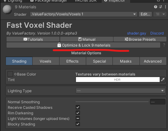 Optimize and lock button